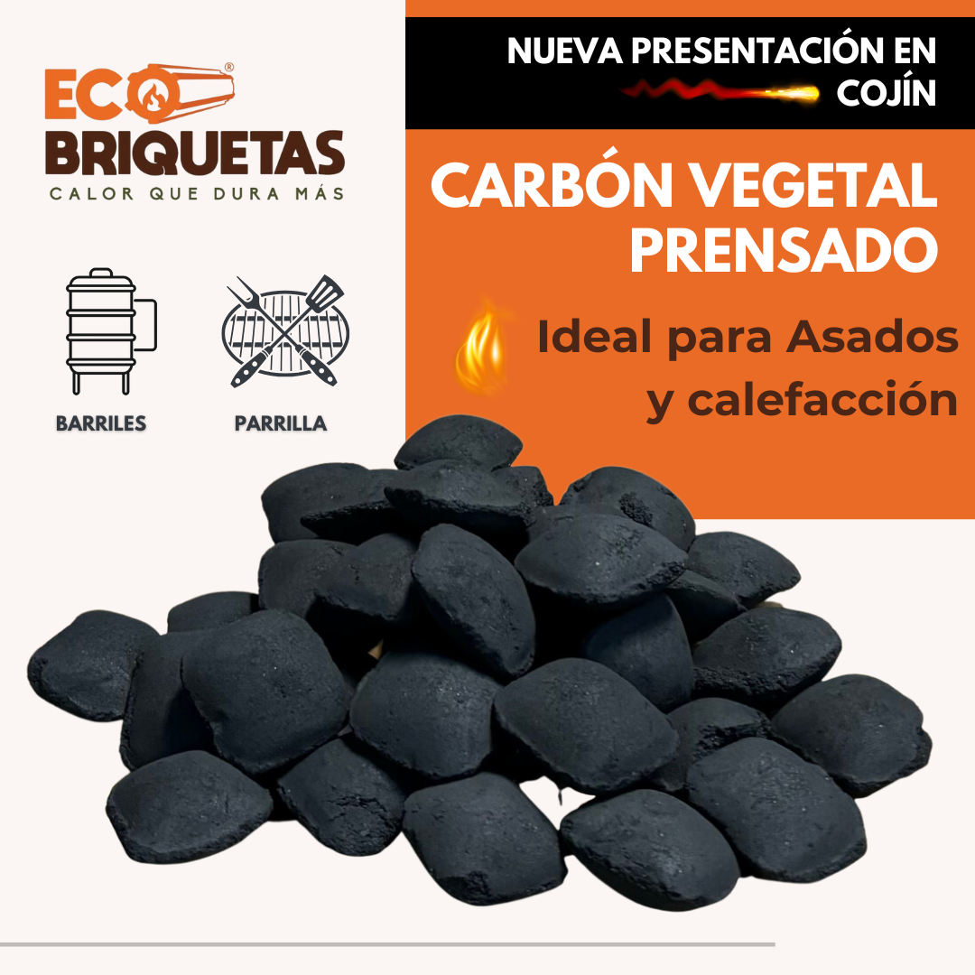 CARBÓN VEGETAL PRENSADO  🔥 PRESENTACIÓN EN COJÍN