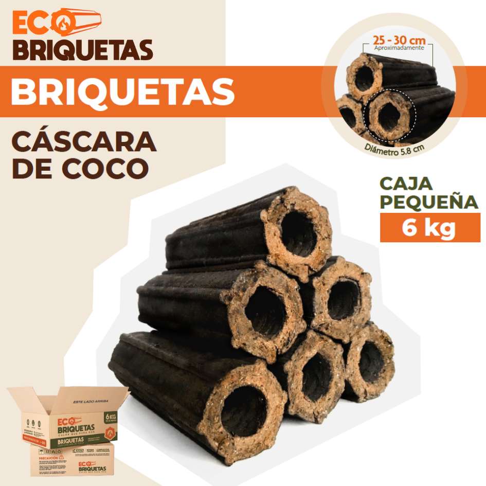 Briquetas de cáscara de coco 🔥 Calor que dura más